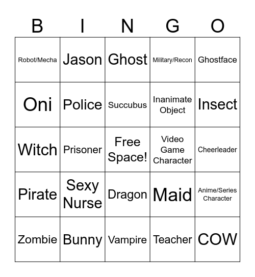 VRChat Halloween Bingo Card