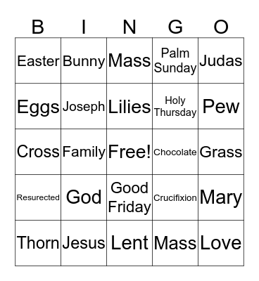 Easter Bingo Card