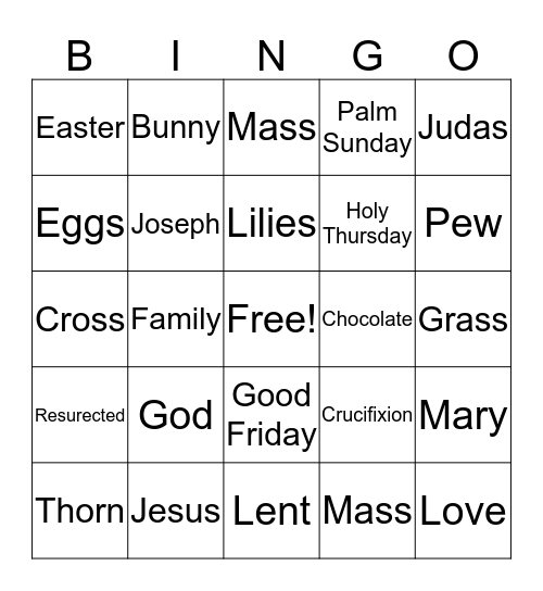 Easter Bingo Card