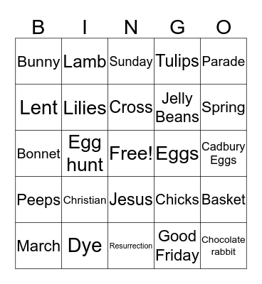 Easter Bingo Card