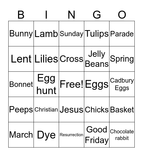 Easter Bingo Card