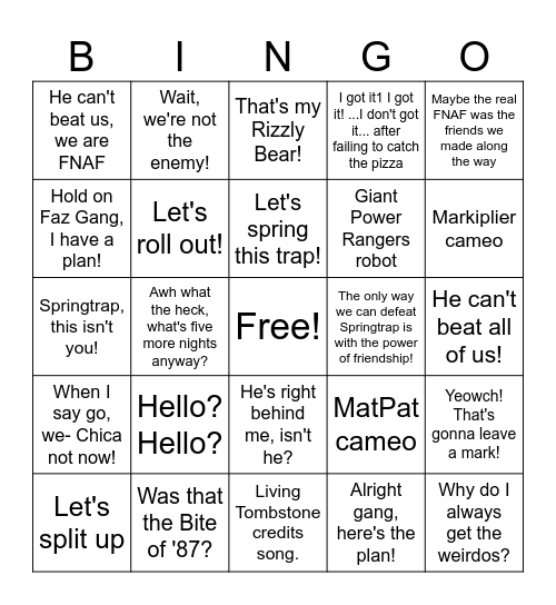 Fazgang Bingo Sheet Bingo Card