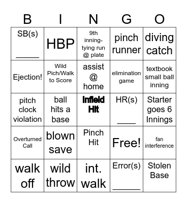 Capital One Fall Classic Bingo Card