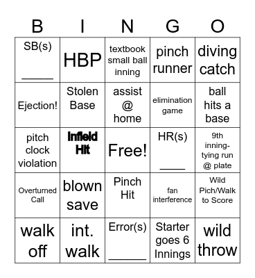 Capital One Fall Classic Bingo Card