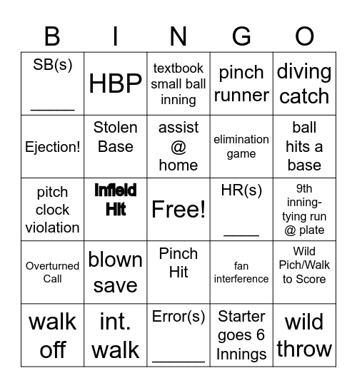 Capital One Fall Classic Bingo Card