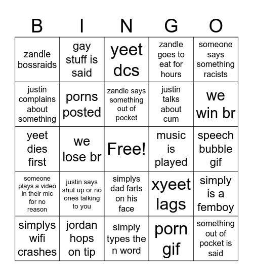 Top family bingo Card