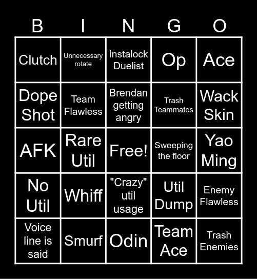 Comp Bingo Card