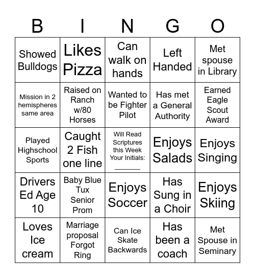 7th Ward Youth Leaders- Initials from someone WHO Bingo Card