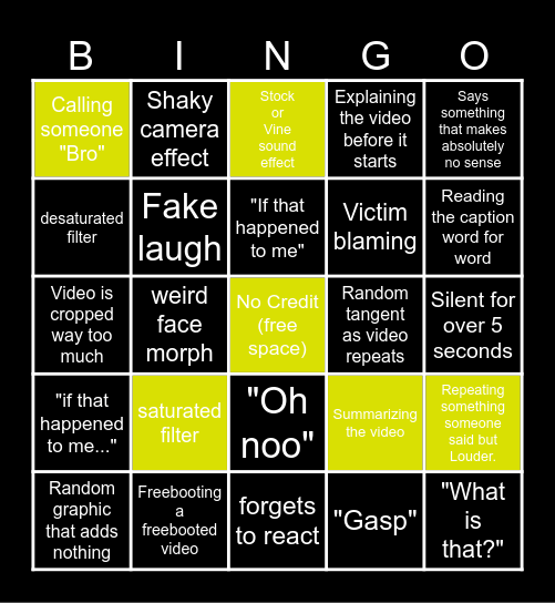 sniperwolf bingo Card