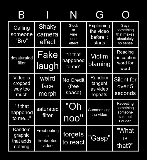 sniperwolf bingo Card