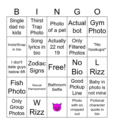 r/Tinder Bingo Card