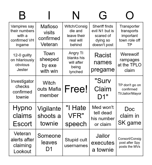 TOS Idiot Bingo Card