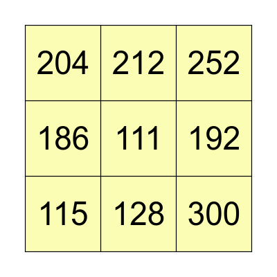 MATHS BINGO Card