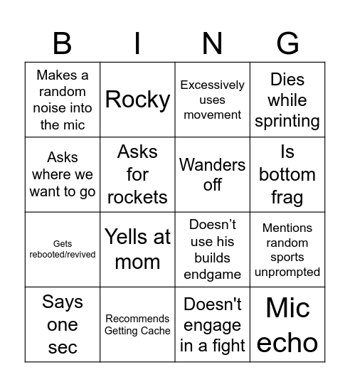 Fervid Bingo Card