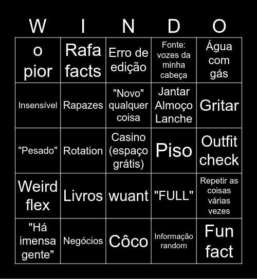 WINDOH BINGOH Bingo Card