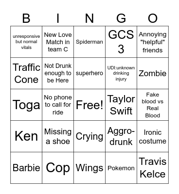 ER Halloween Bingo Card