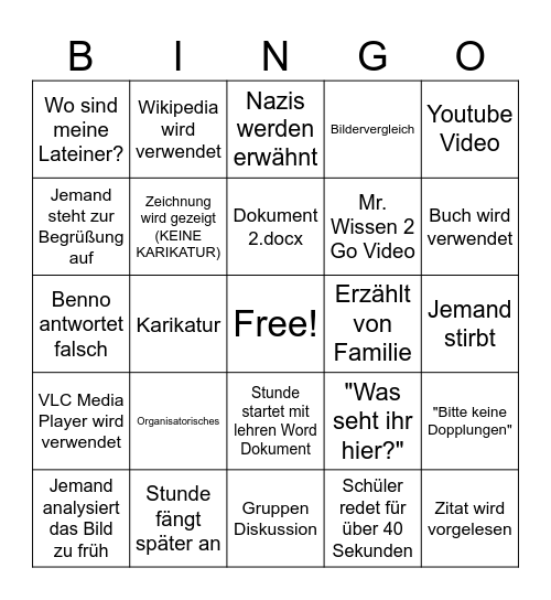 Geschichts Bingo #3 Bingo Card