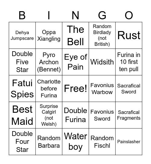 Wishing Bingo Card