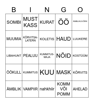 HALLOWEEN Bingo Card