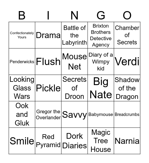 Room 9 Book Bingo Card