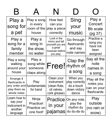 Spring Break BANDO Bingo Card