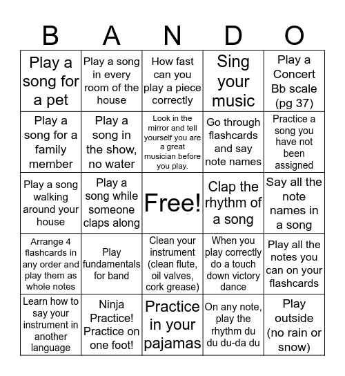 Spring Break BANDO Bingo Card