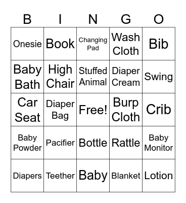 Baby Bingo Card