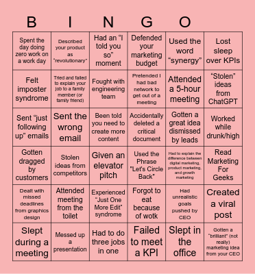 Marketing Bingo Card