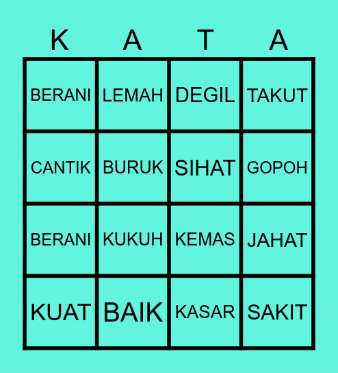 BINGO KATA ADJEKTIF! (Sifat / Keadaan) Bingo Card