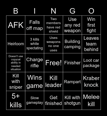 Apex bingo Card