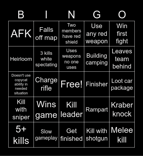Apex bingo Card