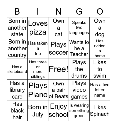 Urban Bingo Card