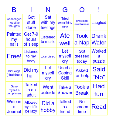 Self-Care Bingo Card