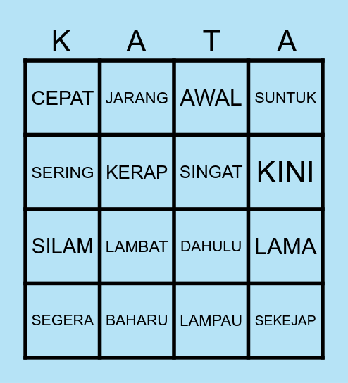 BINGO KATA! (Waktu) Bingo Card