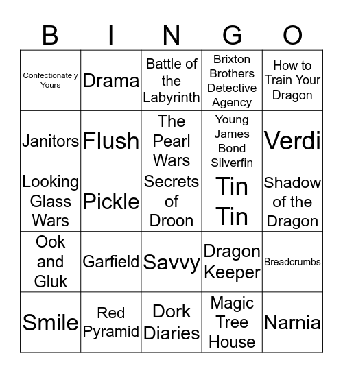 Room 9 Book Bingo Card