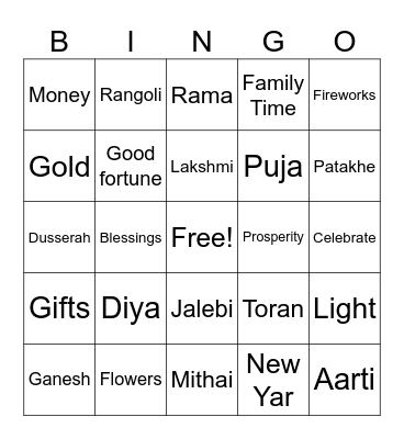 Diwali  Bingo Card