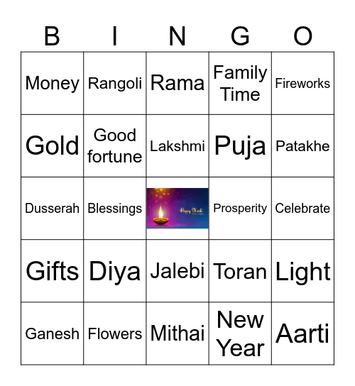 Diwali  Bingo Card