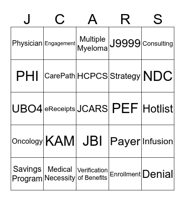 JCARS BINGO Card