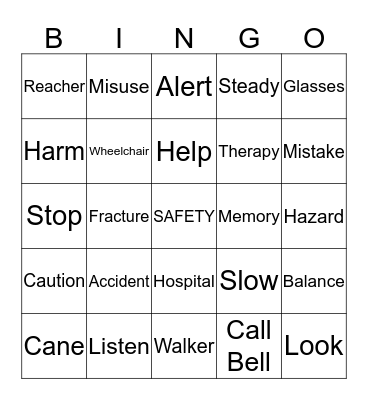 National Patient Safety Awareness Weel Bingo Card