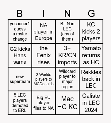 offseason lol bingo Card