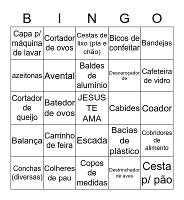 CHÁ de COZINHA da MANU Bingo Card