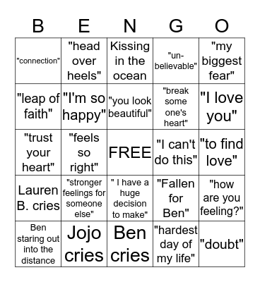 FINAL ROSE BEN-GO Bingo Card