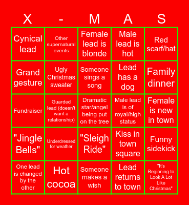 Hallmark Movies Bingo Card