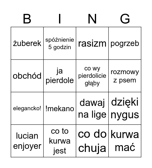 !mekano Bingo Card