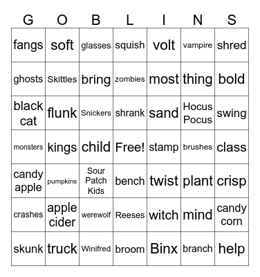 HALLOWEEN BINGO! Bingo Card