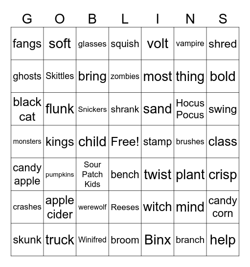 HALLOWEEN BINGO! Bingo Card