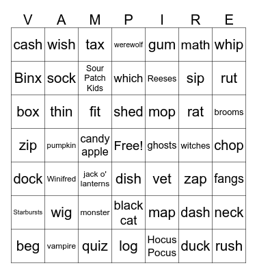 Halloween Bingo! Bingo Card