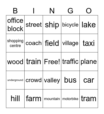 City and village Bingo Card
