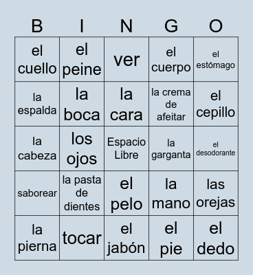 El cuerpo Bingo Card