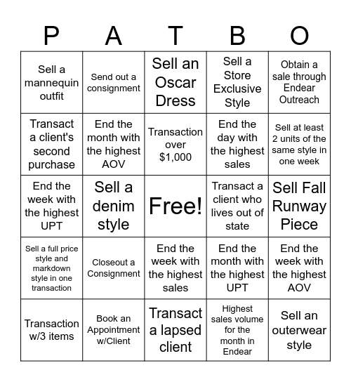 PatBO Holiday Bingo Card